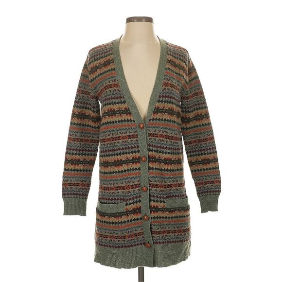 Polo Ralph Lauren Cardigan Sweater Fair Isle Wool Vintage Button Front Nordic XS - Picture 1 of 6
